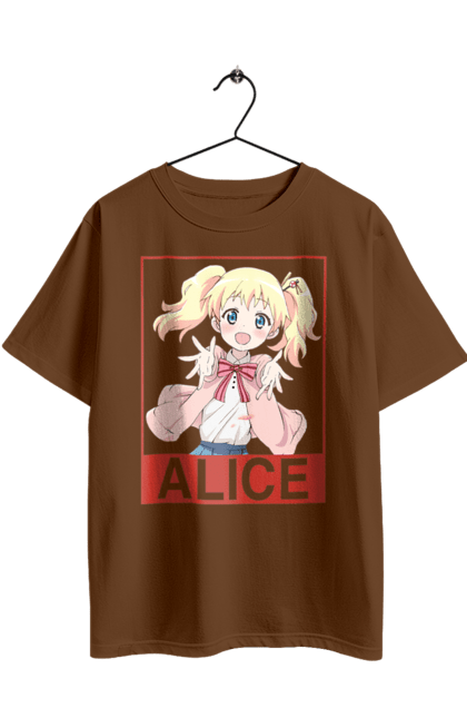 Футболка оверсайз з принтом "Золота мозаїка Аліса Картелет". Alice cartelet, anime, kiniro mosaic, kinmoza, manga, аліса, аліса картелет, аніме, золота мозаїка, манга. 2070702