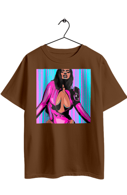 Футболка оверсайз з принтом "Дівчина З Глибоким Декольте". Гола, дівчина, сиськи. 2070702