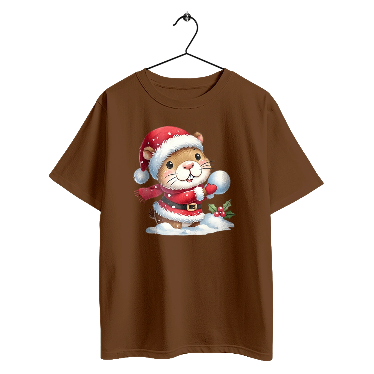 Capybara playing snowballs