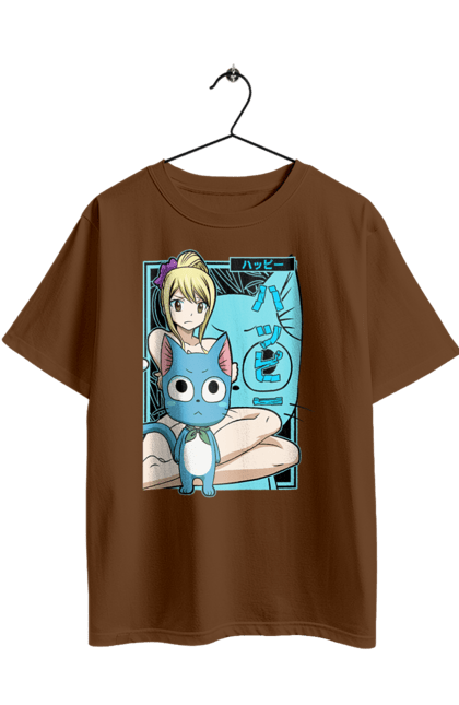 Oversized t-shirt with prints Lucy Heartfilia. Anime, fairy tail, happy, lucy, lucy heartfilia, manga. 2070702
