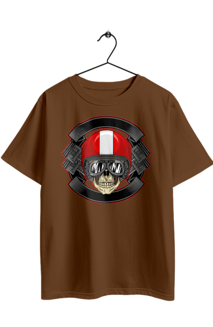 Футболка оверсайз з принтом "череп мотоцикліст". Мотоцикліст \, череп, шолом. 2070702