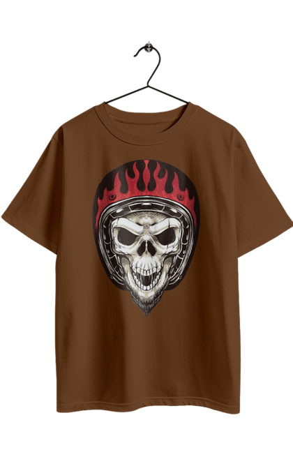 Oversized t-shirt with prints Skull in a motorcycle helmet. Helmet, moto, skeleton, skull. 2070702