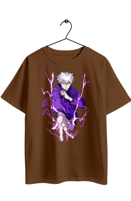 Футболка оверсайз з принтом "Магічна битва Годжо". Anime, gojo, jujutsu kaisen, manga, аніме, годжо, магічна битва, манга, містика, темне фентезі. 2070702