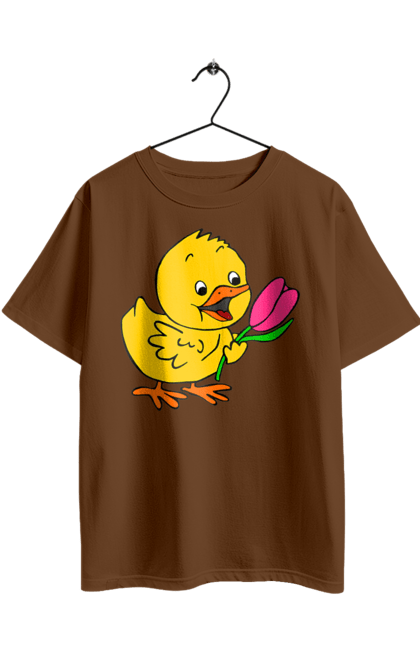 Oversized t-shirt with prints Chicken With A Tulip. Chick, tulip. 2070702