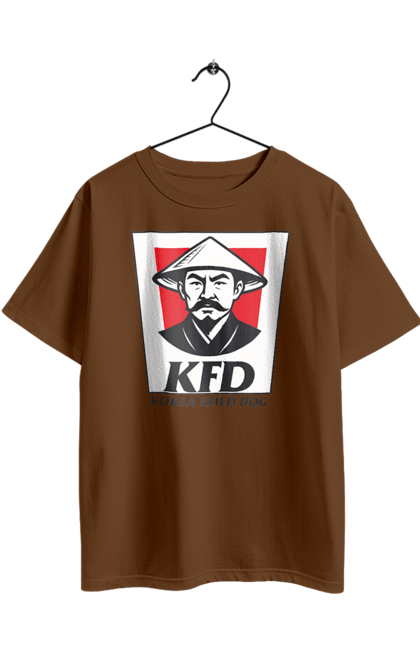 Футболка оверсайз з принтом "Korea Fried Dog". Бренди, гумор, жартівливі, кфц, літні, прикольні, смішні, фаст-фуд. 2070702