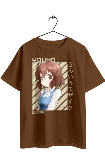 Футболка оверсайз з принтом "Золота мозаїка Йоко Інокума". Anime, kiniro mosaic, kinmoza, manga, yoko inokuma, аніме, золота мозаїка, йоко, йоко інокума, манга. 2070702