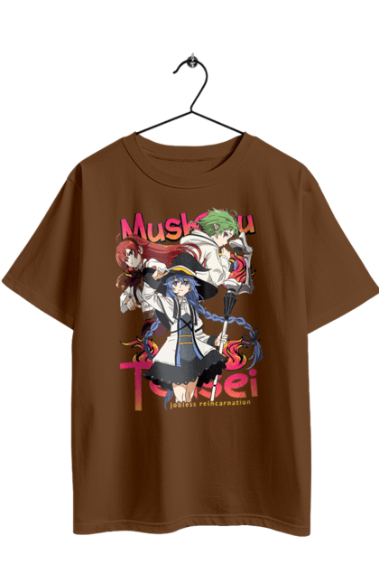 Футболка оверсайз з принтом "Реінкарнація безробітного". Jobless reincarnation, mushoku tensei, аніме, еріс, реінкарнація безробітного, роксі, сильфі. 2070702