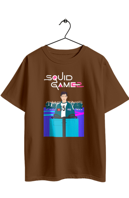 Футболка оверсайз з принтом "Гра в кальмара Сон Гі Хун". 456, netflix, seong gi-hun, squid game, гра в кальмара, гравець 456, нетфлікс, серіал, сон гі хун. 2070702