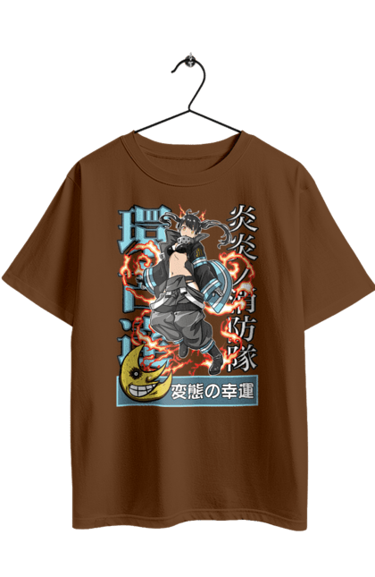 Футболка оверсайз з принтом "Палаюча пожежна бригада Тамакі Котацу". Fire force, tamaki kotatsu, котацу, палаюча пожежна бригада, пожежник, тамакі, тамакі котацу. 2070702