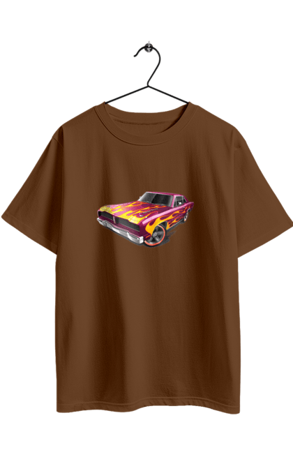 Футболка оверсайз з принтом "Кастом автомобіль". Авто, автомобіль, аерографія, вогонь, кастом, машина, полум я, тюнінг. 2070702