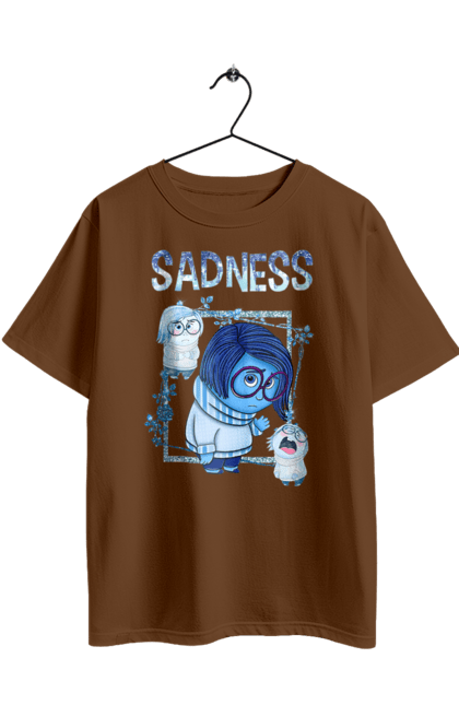 Футболка оверсайз с принтом Головоломка Грусть. Inside out, pixar, sadness, головоломка, мультфильм, печаль, эмоции. 2070702