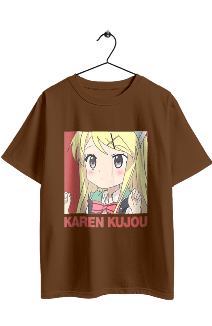 Oversized t-shirt with prints Kiniro Mosaic Karen Kujo. Anime, gold mosaic, karen, karen kujo, kiniro mosaic, kinmoza, manga. 2070702