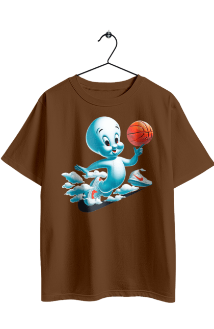 Oversized t-shirt with prints Casper. Ball, basketball, casper, ghost, movie, sneakers, sport. 2070702