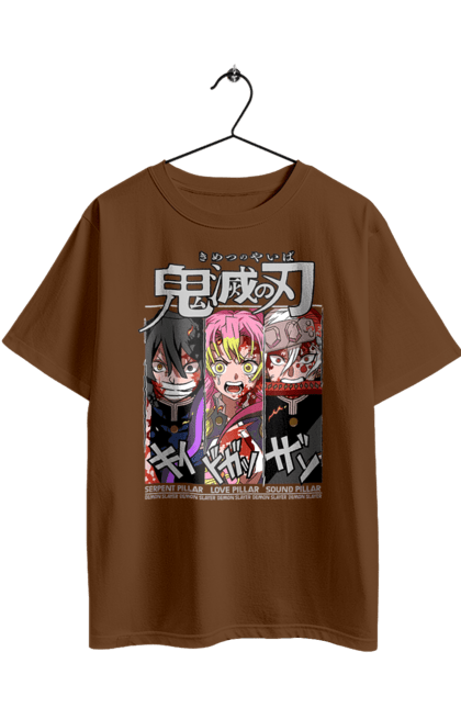 Футболка оверсайз з принтом "Винищувач Демонів Обанай, Міцурі, Тенген". Anime, demon slayer, kimetsu no yaiba, manga, аніме, винищувач демонів, манга, міцурі, обанай, узуй. 2070702