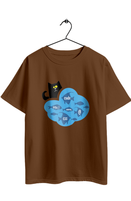 Футболка оверсайз з принтом "Кіт програміст". Angular, c, css, html, it, javascript, jquery, php, python, react, svelt, vue, айтишник, айті, гумор, код, кодувати, прогер, програміст, програмісти, ти ж, ти ж програміст, тиж програміст. 2070702