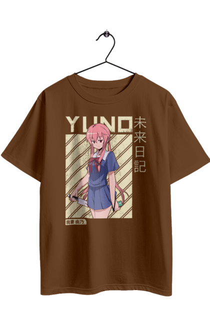 Футболка оверсайз з принтом "Щоденник майбутнього Юно Гасай". Anime, future diary, manga, survival game, yuno gasai, аніме, манга, щоденник майбутнього, юно гасай. 2070702