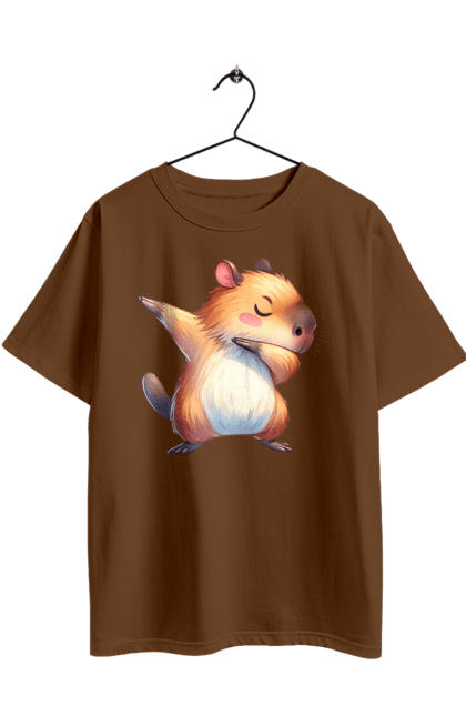 Футболка оверсайз з принтом "Капібара". Capybara, водосвинка, гризун, капібара, тварина. 2070702