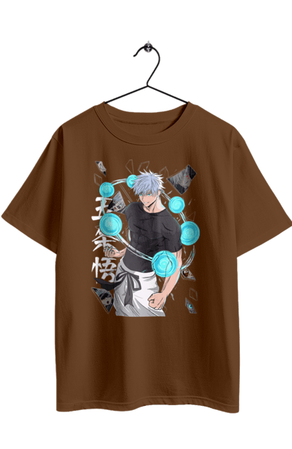 Футболка оверсайз з принтом "Магічна битва Годжо". Anime, gojo, jujutsu kaisen, manga, аніме, годжо, магічна битва, манга, містика, темне фентезі. 2070702