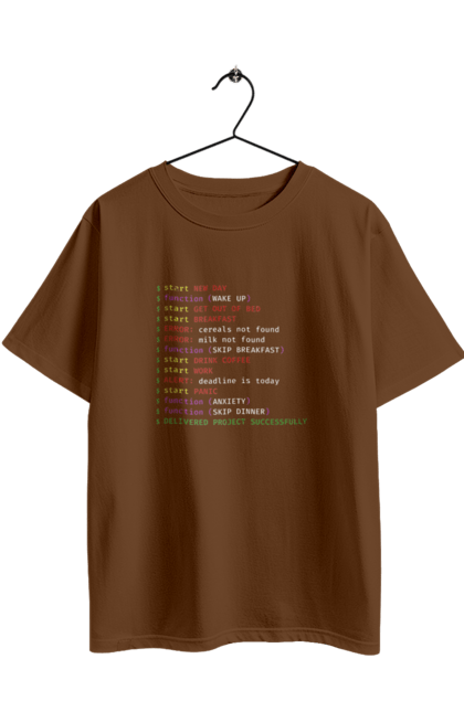 Футболка оверсайз з принтом "Життя програміста". Angular, c, css, html, it, javascript, jquery, php, python, react, svelt, vue, айтишник, айті, гумор, код, кодувати, прогер, програміст, програмісти, ти ж, ти ж програміст, тиж програміст. 2070702