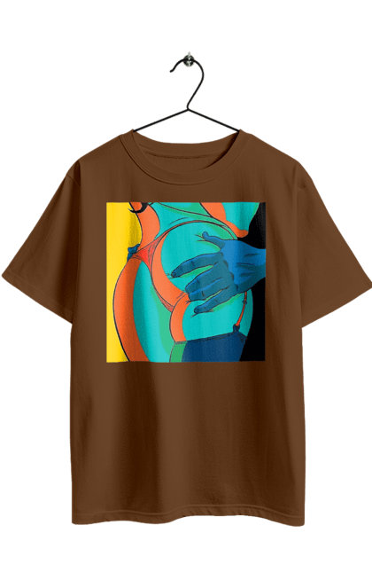 Футболка оверсайз з принтом "Жіноча Попа В Чоловічих Руках". Гола, жопа, ляпас. 2070702