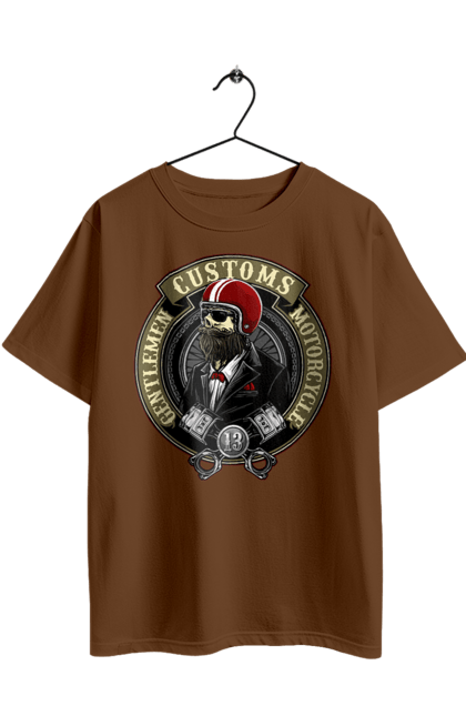 Oversized t-shirt with prints Gentlemen motorcycle. Gentleman, helmet, motorcycle, skull. 2070702