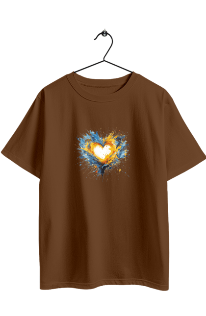 Oversized t-shirt with prints Patriot heart. Heart, patriotic, ukraine, ukrainian, ukrainian flag. 2070702