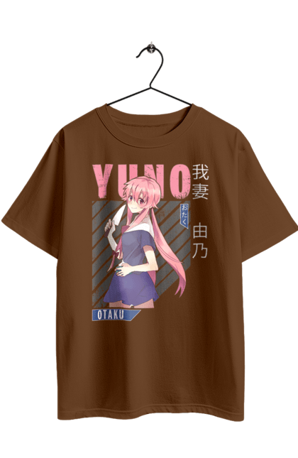 Футболка оверсайз з принтом "Щоденник майбутнього Юно Гасай". Anime, future diary, manga, survival game, yuno gasai, аніме, манга, щоденник майбутнього, юно гасай. 2070702