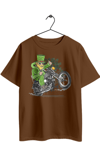 Футболка оверсайз с принтом Патрик На Мотоцикле. Мотоцикл, патрик, праздник. 2070702