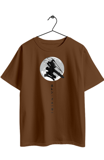 Футболка оверсайз з принтом "Атака Титанів Ерен". Аніме, атака титанів, бойовик, драма, ерен, ерен йегер, манга, постапокаліптика, темне фентезі. 2070702