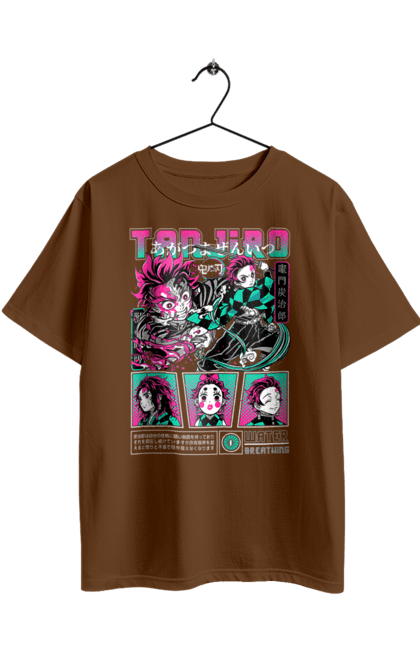 Футболка оверсайз з принтом "Винищувач Демонів Танджіро". Demon slayer, kamado tanjiro, kimetsu no yaiba, аніме, винищувач демонів, манга, танджіро, танджіро камадо. 2070702