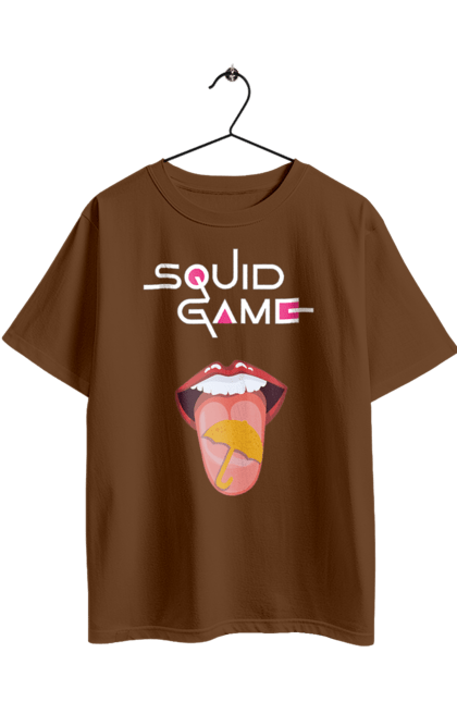 Футболка оверсайз з принтом "Гра в кальмара". Dalgona, netflix, squid game, sugar honeycombs, гра в кальмара, дальгона, нетфлікс, серіал, цукрові льодяники. 2070702