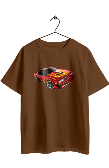Футболка оверсайз з принтом "Машина червона, швидкісна". Їзда, колеса, машина, швидкість. 2070702