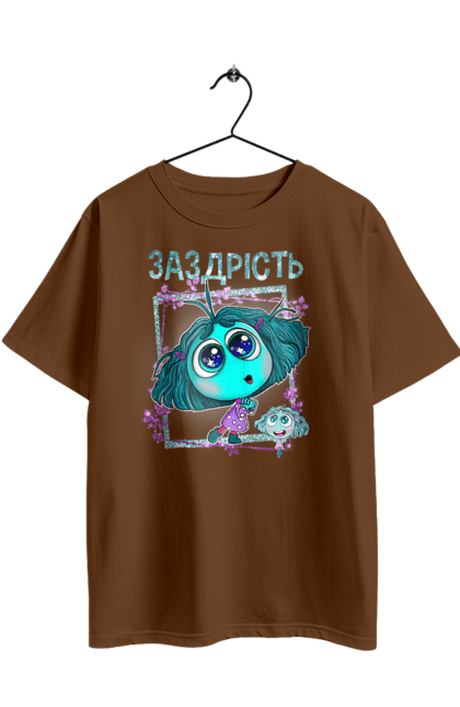 Футболка оверсайз с принтом Головоломка Зависть. Envy, inside out, pixar, головоломка, зависть, мультфильм, эмоции. 2070702