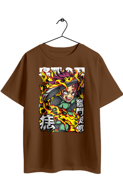 Футболка оверсайз з принтом "Винищувач Демонів Танджіро". Demon slayer, kamado tanjiro, kimetsu no yaiba, аніме, винищувач демонів, манга, танджіро, танджіро камадо. 2070702