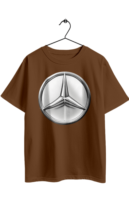 Футболка оверсайз з принтом "Mercedes Benz Лого Металік". Авто, автомобіль, логотип мерседес, машини, мерс, мерседес. 2070702