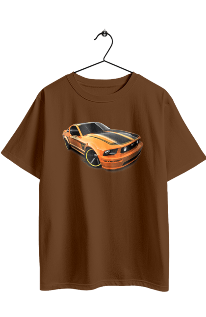 Футболка оверсайз з принтом "Помаранчева, швидкісна машина". Їзда, колеса, машина, швидкість. 2070702