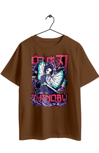 Футболка оверсайз з принтом "Винищувач Демонів Шинобу". Anime, demon slayer, kimetsu no yaiba, manga, shinobu, аніме, винищувач демонів, манга, серіал, шинобу. 2070702