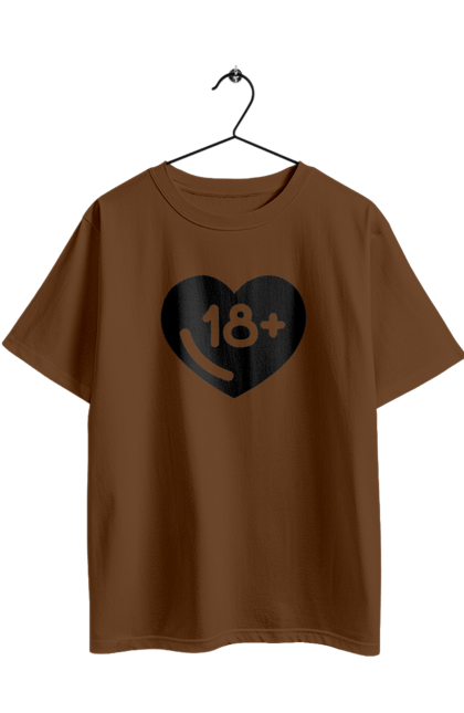 Футболка оверсайз з принтом "18+". 18+, запрет, секс, сердце, черное. 2070702