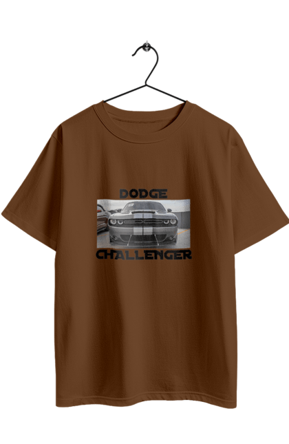 Футболка оверсайз з принтом "Додж челенджер". Автомобіль, американська легенда, додж челенджер, культове авто, масл кар, потужний автомобіль. 2070702