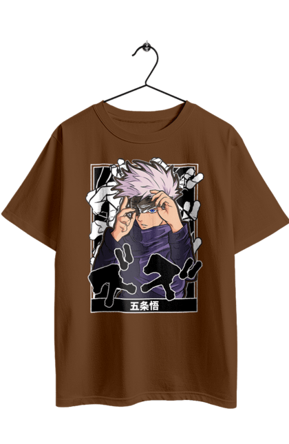 Футболка оверсайз з принтом "Магічна битва Годжо". Anime, gojo, jujutsu kaisen, manga, аніме, годжо, магічна битва, манга, містика, темне фентезі. 2070702