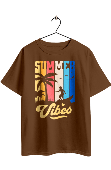 Футболка оверсайз с принтом Пляжные летние флюиды. Лето, море, отдых, отпуск, пляж, серфинг, тропики. 2070702