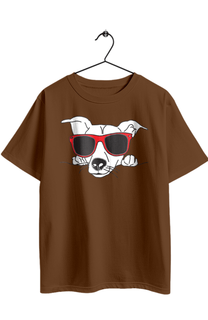 Oversized t-shirt with prints The Dog Peeks Out. Dog, glasses, peep out. 2070702