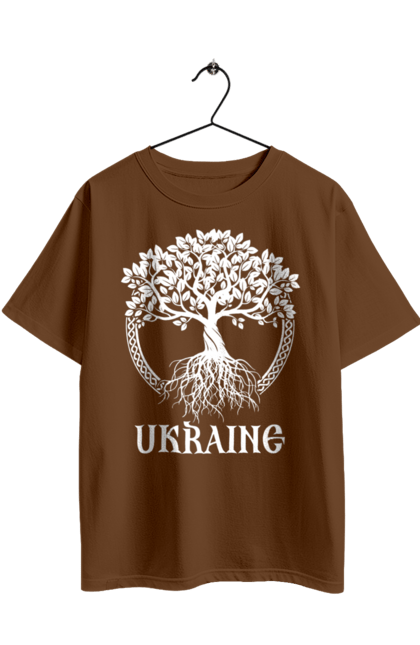 Футболка оверсайз з принтом "Дерево Україна". Дерево, дерево з корінням, дерево україна, зсу, патріотична, україна, українська. 2070702