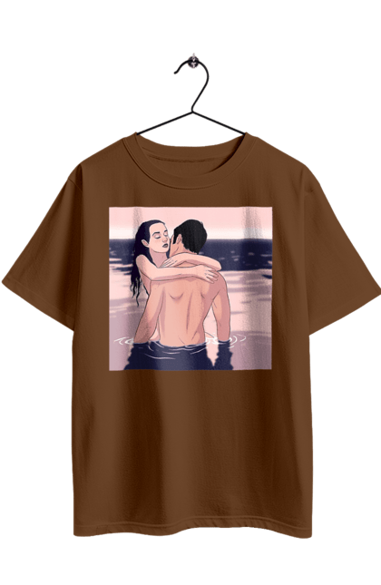 Футболка оверсайз з принтом "Парочка Обнімається В Річці". Голо, кохання, пара. 2070702