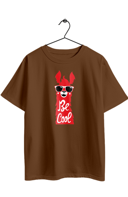Oversized t-shirt with prints Cool llama. Animals, cool, glasses, lama. 2070702
