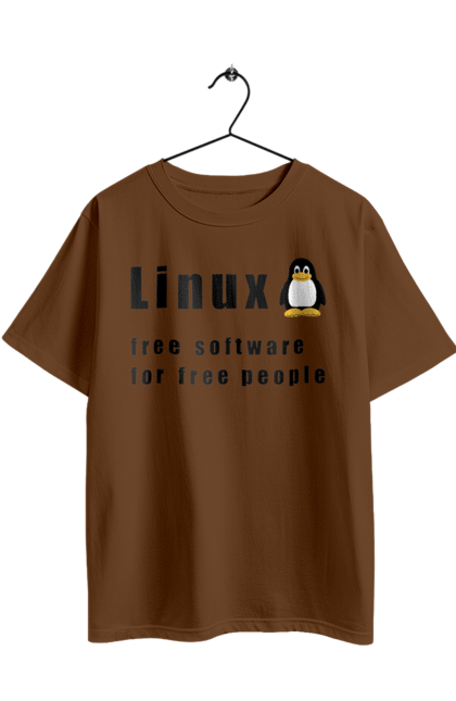 Футболка оверсайз з принтом "Linux Вільний Для Вільних". Linux, адміністратор, айті, айтішник, безкоштовна, безкоштовно, вільна, доступність, незалежність, операційна система, ос, пінгвін, програміст, програмне забезпечення, свобода, сервер, сисадмін, система, системний адміністратор, софт, текст, чорний. 2070702