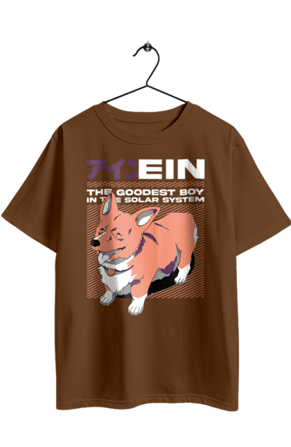 Футболка оверсайз з принтом "Ковбой Бібоп Айн". Anime, cowboy bebop, ein, айн, аніме, ковбой бібоп, корги, пес, собака. 2070702