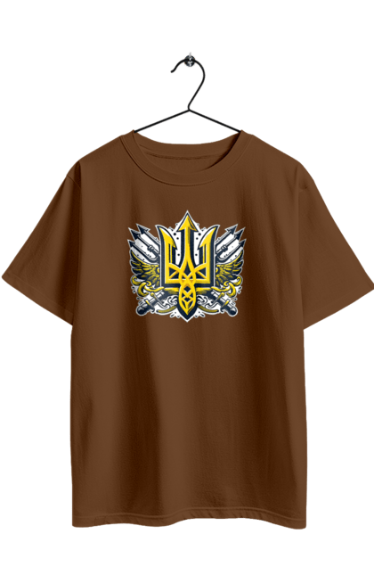 Футболка оверсайз з принтом "Символіка україни". Герб, патріотичні зображення, символіка, тризуб, україна. 2070702