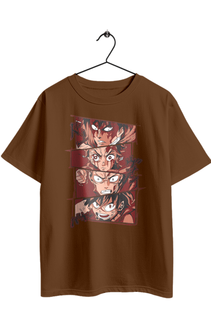 Футболка оверсайз з принтом "Боротьба героїв". Аніме, атака титанів, бій, геройська академія, головний герой, демон, клинок, манга. 2070702