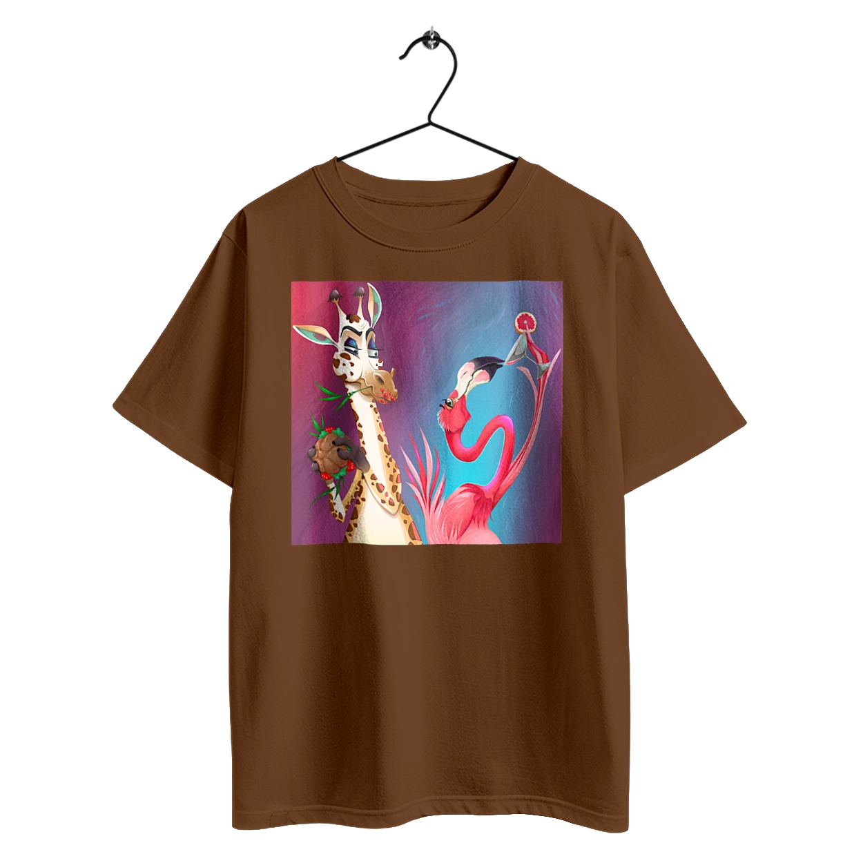 Giraffe And Flamingo At The Party